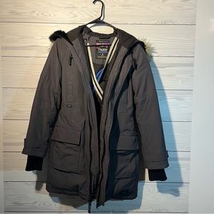 Aritzia TNA Bancroft Parka Gray Hooded Fur Small